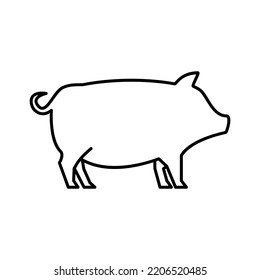 Simple And Clean Pig Side View Outline Vector Illustration