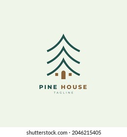 Simple Clean Pine House Logo Design Template