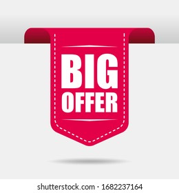 Simple Clean Pink Big Offer Sign Shape Banner Design, Discount Banner Template Vector for advertising, social media, web banner