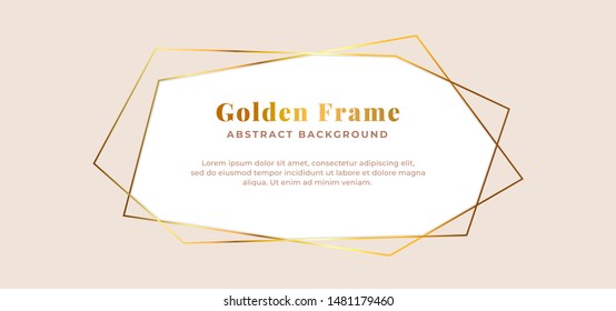 Simple clean polygonal line frame abstract background template design. white paper with modern geometric shape ornament vector illustration.