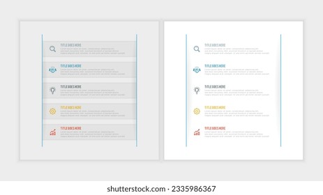 Simple and Clean Presentation Business Infographic Design Template with 5 Bar of Options
