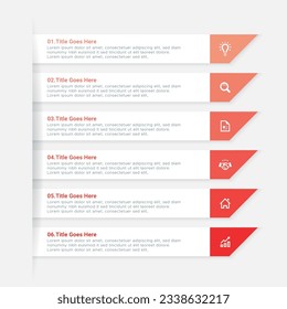 Simple and Clean Presentation Business Infographic Design Template with 6 Bar of Options