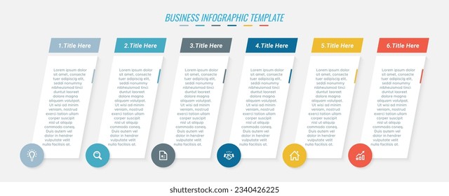 Simple and Clean Presentation Business Infographic Design Template with 6 Bar of Options