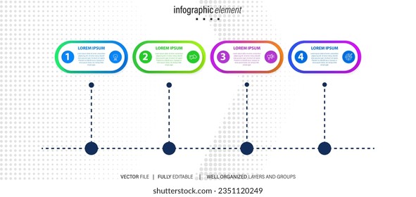 Simple and Clean Presentation Business Infographic Design Template with 4 Bar of Options

