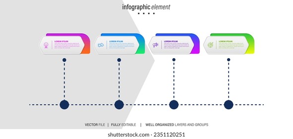 Simple and Clean Presentation Business Infographic Design Template with 4 Bar of Options

