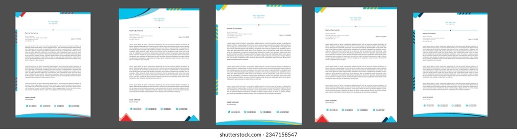 Simple and clean professional corporate company business letterhead template design with color variation bundle.Abstract Corporate Business Style Letterhead Design Vector Template For Your Project. 