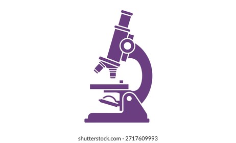 A simple, clean purple silhouette of a microscope, perfect for illustrating scientific concepts, laboratory work, or educational materials.