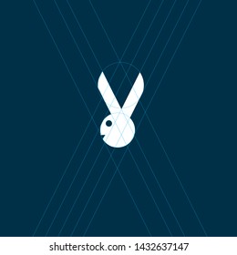 simple and clean a rabbit head logo design