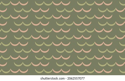 Simple clean random sea Wave pattern using colours forest green, leag green and cream in green background for creative graphic design work
