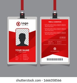 Simple Clean Red Geometric Id Card Design, Professional Identity Card Template Vector For Employee And Others