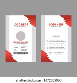 Simple and Clean Red ID Card Design Template
