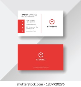 Simple and Clean Red and White Business Card Template