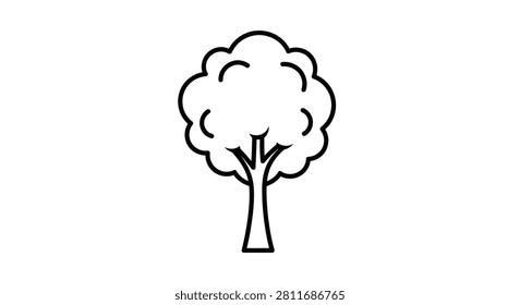 A simple and clean representation of a leafy tree with a slender trunk. Suitable for environmental branding, landscaping logos, and educational materials.