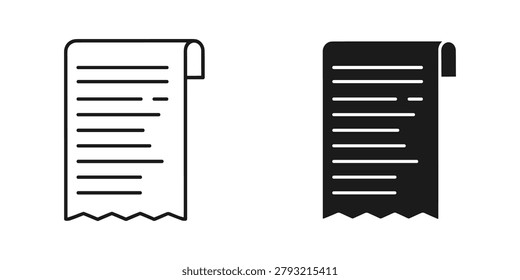 A simple clean representation of a rolled paper slip containing text. Ideal for illustrating receipts invoices or important notes.