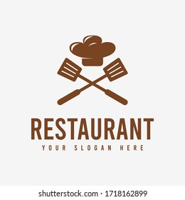 Simple and Clean Restaurant Logo Template Design in Brown Color, Suitable for Restaurants, Cafe, Shops, Food Stalls, Food Menus, Etc.