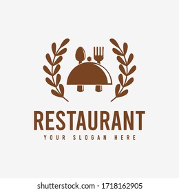 Simple and Clean Restaurant Logo Template Design in Brown Color, Suitable for Restaurants, Cafe, Shops, Food Stalls, Food Menus, Etc.