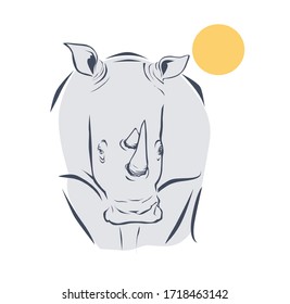 Simple and clean rhinoceros lineart