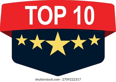 Einfache und saubere runde Plakette mit "Top 10" Text in einem bronzenen Farbschema. Ideal für Ranglisten, Prämiengrafiken, Rezensionen und Illustrationen zur Zertifizierung.