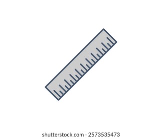 Simple, clean ruler icon.  Perfect for websites, apps, or educational materials needing a measurement graphic.  Versatile design, easily adaptable to various styles.  Download now