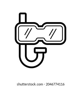 Simple And Clean Sea Diving Goggles Vector Icon Illustration On White Background