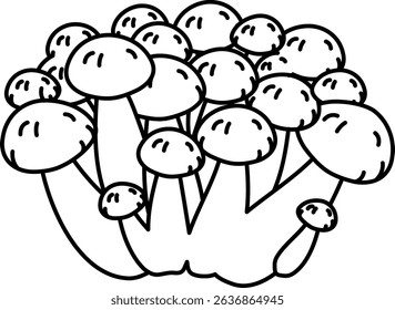 Simple and Clean Shimeji Mushroom Line Art
