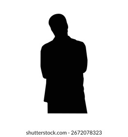 A simple, clean silhouette of a man standing with his hands in his pockets.