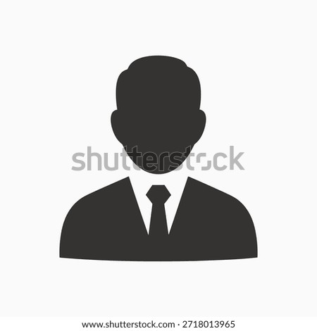 A simple, clean silhouette of a man in a suit and tie, representing a professional or a generic user profile icon.