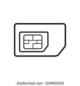 Ilustración del icono del vector de contorno de tarjeta Sim simple y limpia