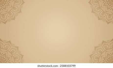 Simple Clean Subtle Detailed mandala corners with a traditional warm beige Horizontal background