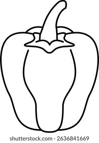 Simple and Clean Sweet bell pepper Line Art