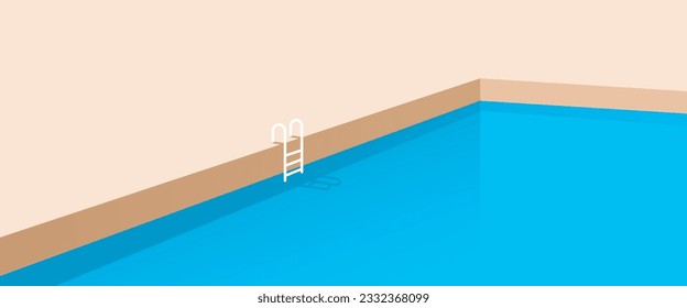 Simple clean swimming pool clipart flat design illustration, graphic layout template for app ui ux web banner poster card flyer brochure. Morden style drawing vector isolated on white background