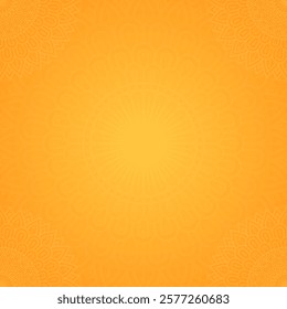 Simple Clean Symmetrical Elegant Mandala Blank Square Background with Subtle Floral Details in Vibrant Golden Orange Tones 