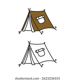 Ilustração simples e limpa do vetor da barraca. Tenda doodle arte. camping tenda ilustração