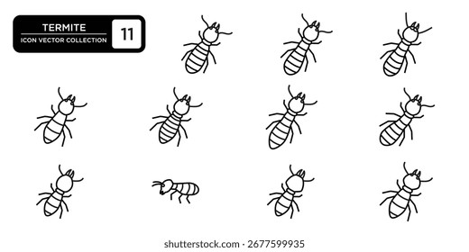Ícones simples e limpos da linha de cupins. Adequado para controle de pragas, construção ou projetos de natureza.