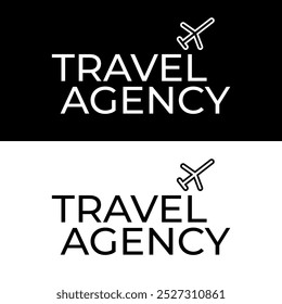 Agencia de viajes limpia simple con el icono del avión arriba para un viaje rápido y sin fisuras y un diseño de logotipo de servicios de viajes profesionales