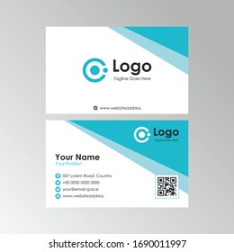 Simple clean turquoise white business card design, professional name card template vector