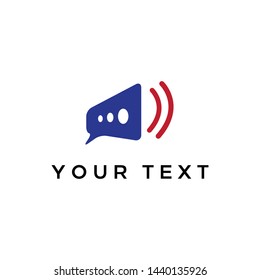 simple, clean, unique, bold, modern and creative logo design illustration inspiration with chat forming bullhorn
