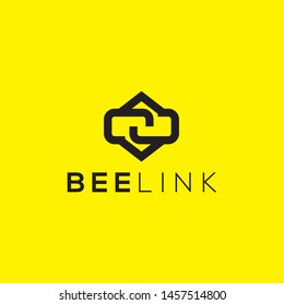 simple, clean and unique combination bee and link logo design vector icon illustration inspiration