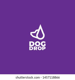 simple, clean and unique dog head and water drop logo design vector icon illustration inspiration