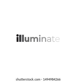 simple, clean and unique logotype or word mark illuminate with bold to thin idea logo design vector icon illustration