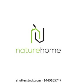 simple, clean, unique and modern logo design illustration inspiration with initial N and leaf for real estate, environment, construction, etc