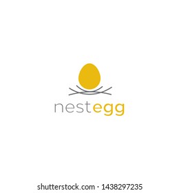 simple, clean, unqiue and elegant logo design with egg and nest