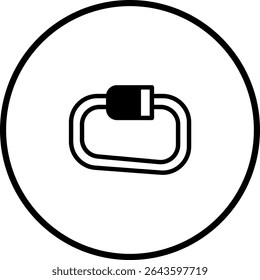 Simple and clean vector design of a carabiner clip inside a circular frame