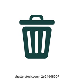 Simple and clean vector design of a trash bin icon. Ideal for website, app, or UI designs, representing waste management, deletion actions, or environmental concepts