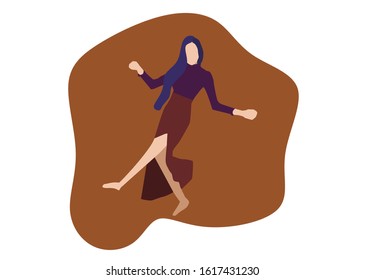 simple and clean vector flat illustration design; for your website; landing page flat vector design illustration: business woman; secretary; dance