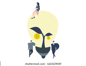 simple and clean vector flat illustration design; for your website; landing page flat vector design illustration: 
the right mindset about business
