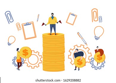 simple and clean vector flat illustration design; for your website; landing page flat vector design illustration;shopping list,cpin and people ; good for describing raising capital