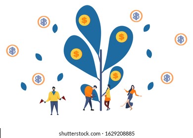 simple and clean vector flat illustration design; for your website; landing page flat vector design illustration;shopping list,tree, coin
 and people ; good for describing investation