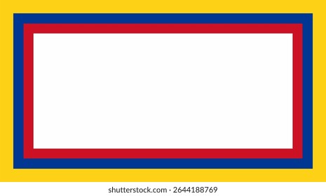 Quadro vetorial simples e limpo com as cores da bandeira nacional colombiana. Quadro da bandeira da Colômbia. Cores oficiais normalizadas. Ideal para o Dia da Independência, eventos patrióticos ou projetos de design cultural.