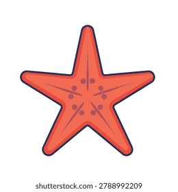 A simple and clean vector graphic of a five-armed red starfish, isolated on a plain background.